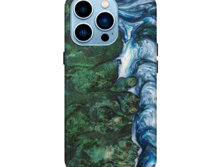 iPhone 14 Pro Wood+Resin Live Edge Phone Case - Cristin (Blue, 628001) For Cheap