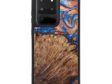 Galaxy S20 Ultra Wood+Resin Phone Case - Cali (Teal & Gold, 628193) on Sale