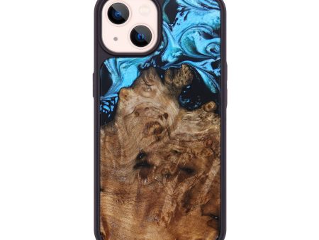 iPhone 14 Wood+Resin Phone Case - Gonzalo (Blue, 631110) For Sale