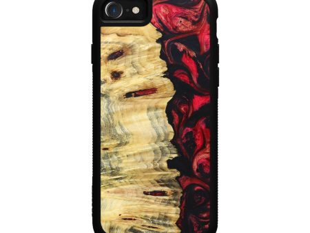 iPhone SE Wood+Resin Phone Case - Darrel (Red, 627331) For Cheap