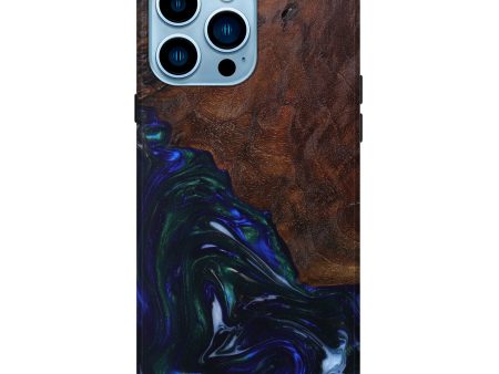 iPhone 14 Pro Max Wood+Resin Live Edge Phone Case - Kadijah (Blue, 627228) Discount