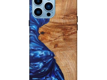 iPhone 14 Pro Max Wood+Resin Live Edge Phone Case - Cecile (Blue, 628643) For Discount