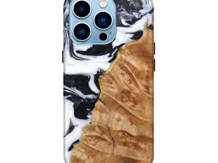 iPhone 14 Pro Wood+Resin Live Edge Phone Case - Maeve (Black & White, 630255) Cheap