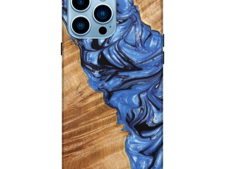 iPhone 14 Pro Max Wood+Resin Live Edge Phone Case - Jerica (Blue, 627716) Sale