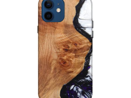 iPhone 12 Wood+Resin Live Edge Phone Case - Kandace (Black & White, 626336) Supply