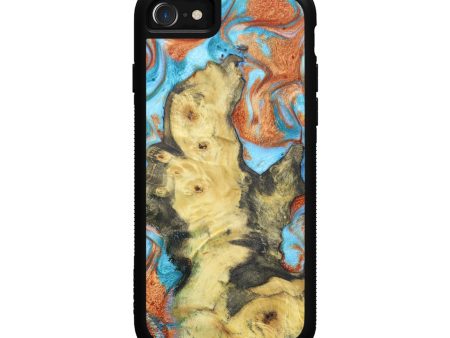 iPhone SE Wood+Resin Phone Case - Kaisen (Teal & Gold, 625569) Discount