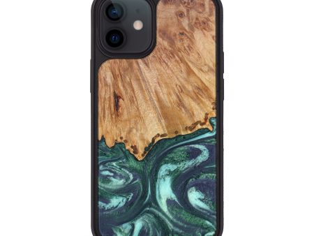 iPhone 12 mini Wood+Resin Phone Case - Alexus (Green, 626806) Hot on Sale