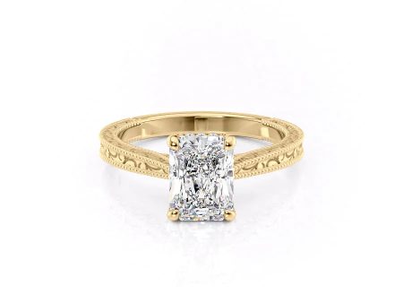 The Elizabeth Set With A 1 Carat Radiant Moissanite For Sale