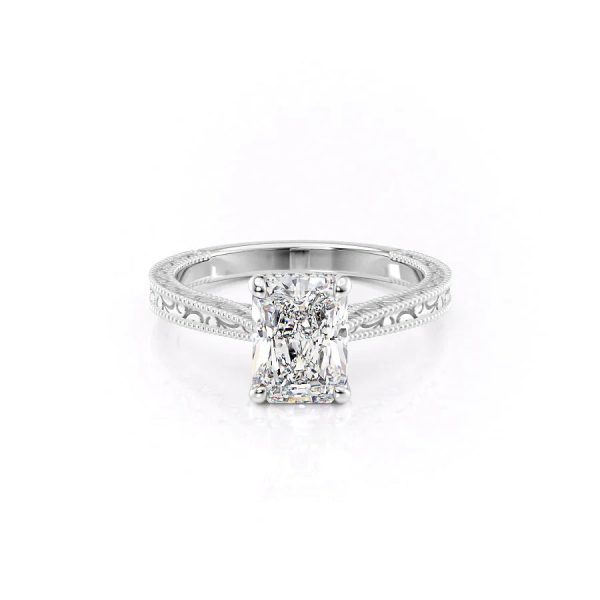 The Elizabeth Set With A 4 Carat Radiant Moissanite on Sale